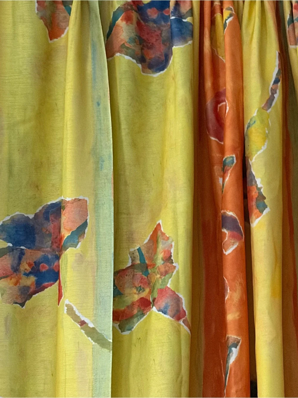 Hand-Sewn Watercolor Floral Single Panel Curtain — Unhemmed - Picture 3 of 12